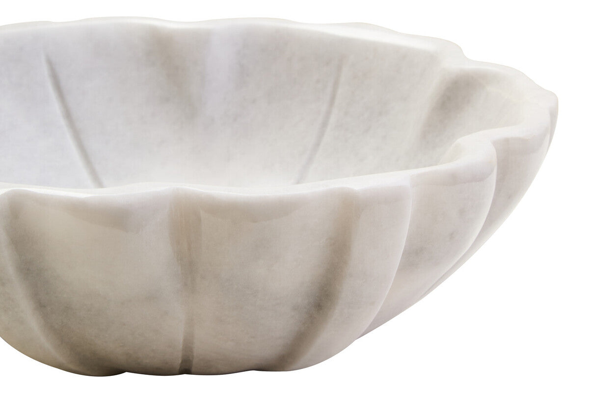 Zoro Small White Marble Lotus Bowl