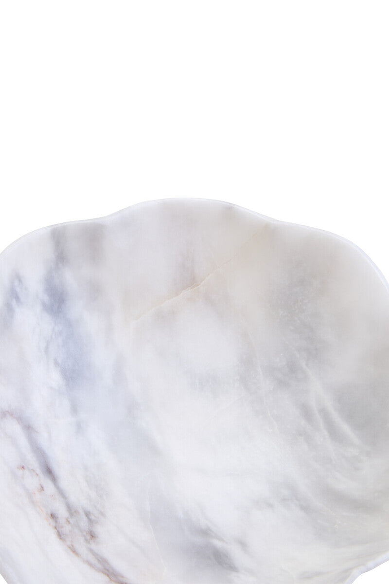 Zoro Small White Marble Scalloped Bowl