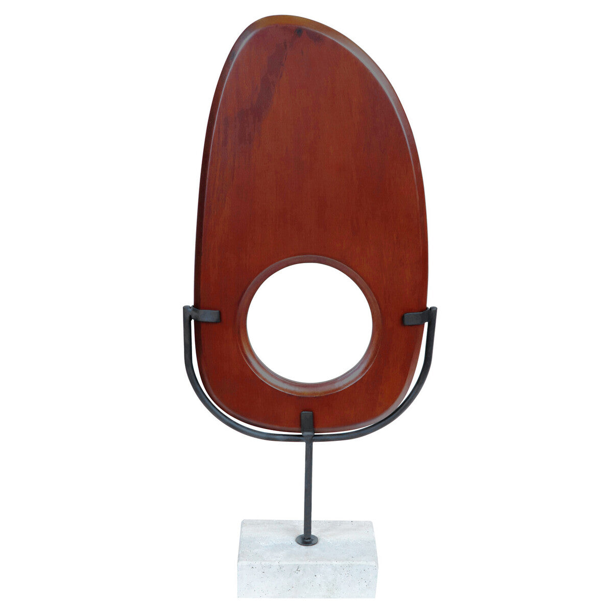 Westo Natural Wood Vertical Sculpture With Travertine Base - Image 1