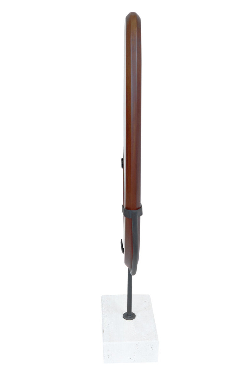 Westo Natural Wood Vertical Sculpture With Travertine Base - Image 4