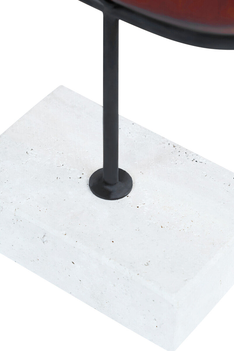 Westo Natural Wood Vertical Sculpture With Travertine Base - Image 7