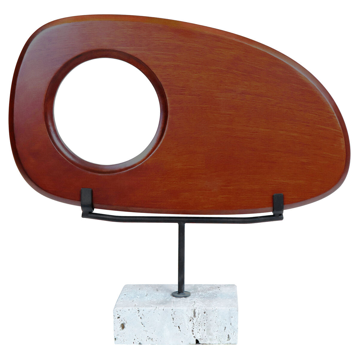 Westo Natural Wood Horizontal Sculpture With Travertine Base - Image 1