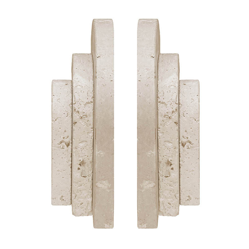Tibor Set Of Two Arched Travertine Bookends - Image 1