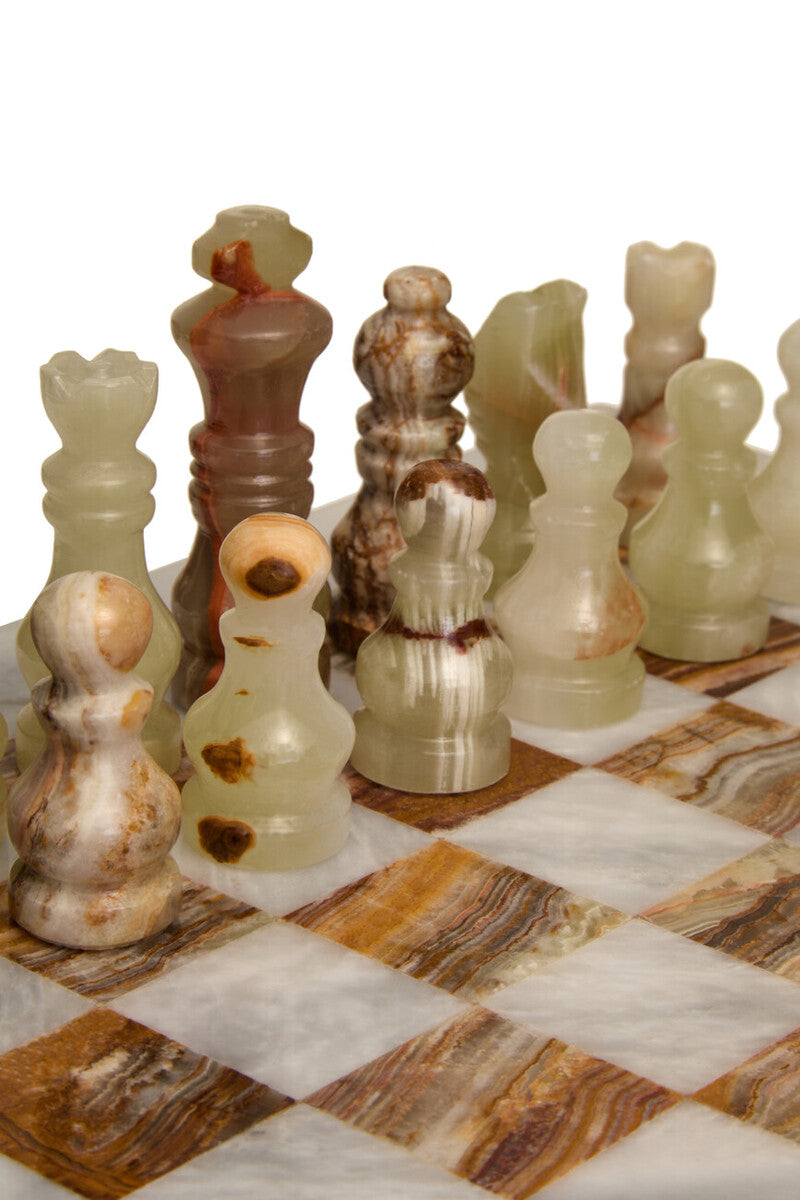 Flos White Marble and Green Onyx Small Chess Set - Image 5