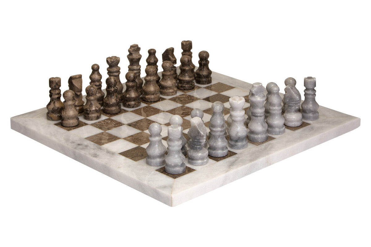 Flos White and Grey Small Marble Chess Set - Image 2
