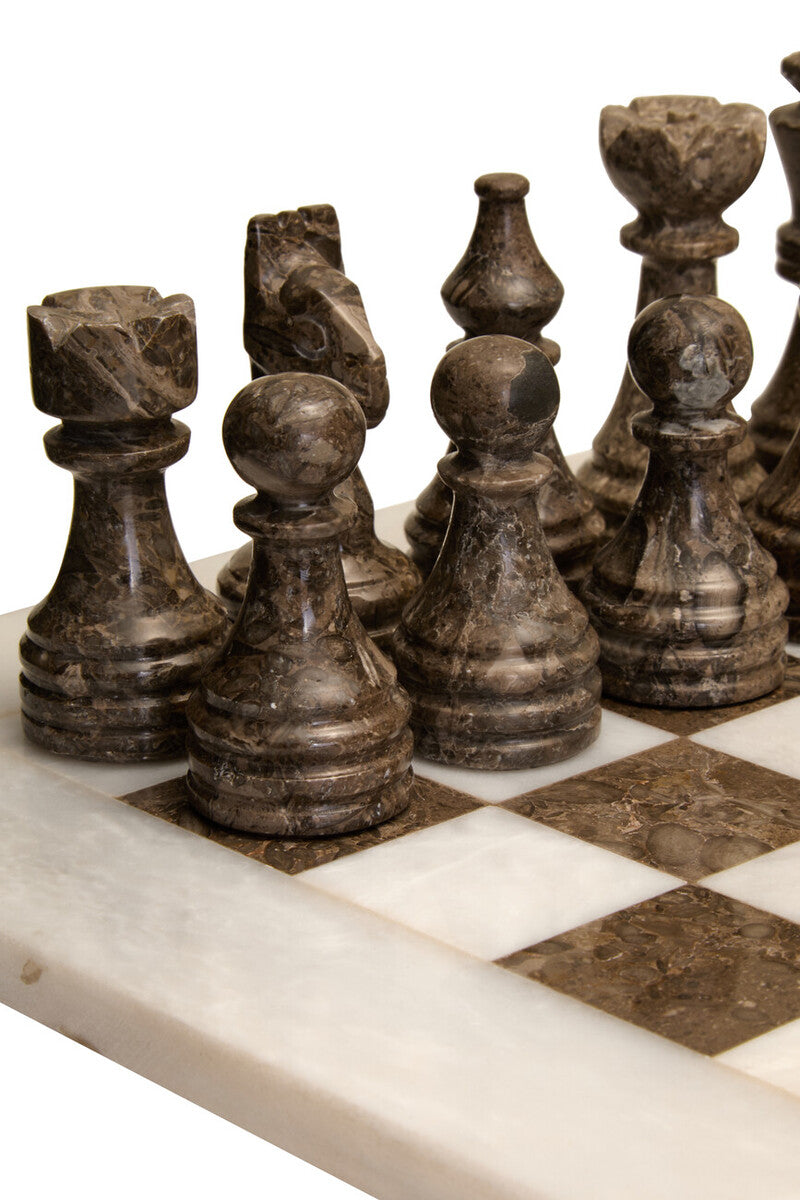 Flos Carved White and Grey Large Marble Chess Set - Image 3