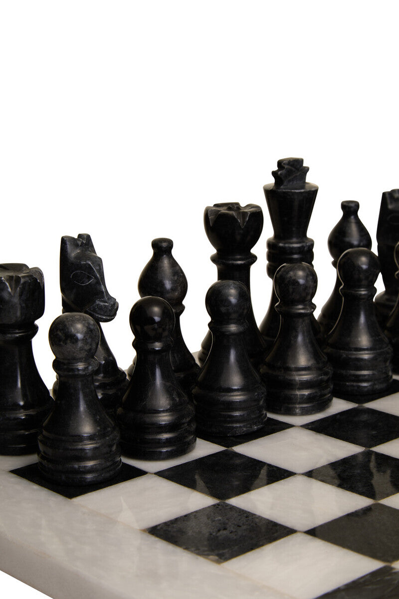 Flos Carved White and Black Small Marble Chess Set - Image 3