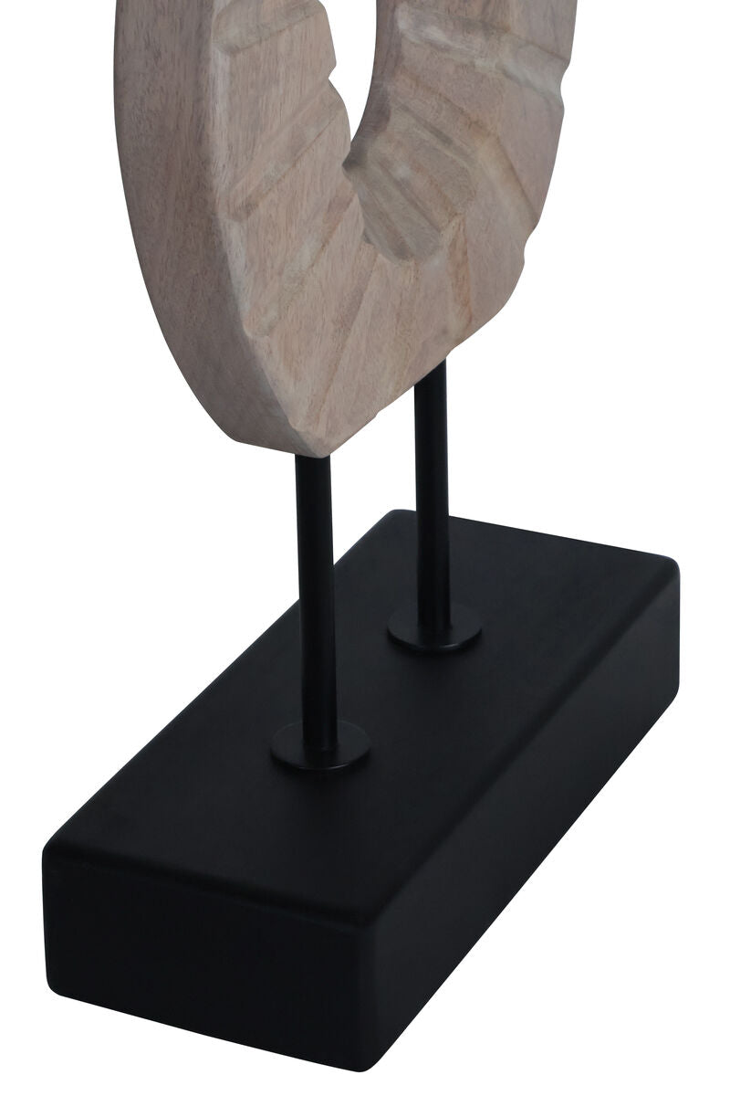 Whitewash Carved Wood Sculpture with Black Base | Westo