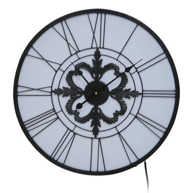 Genova Roman Numeral Black And White LED Wall Clock
