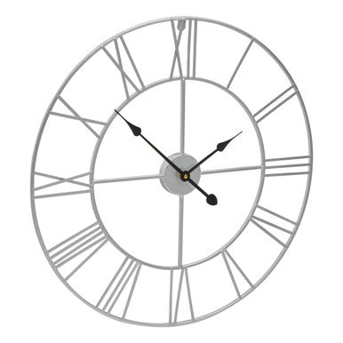Genova Small Silver Metal Roman Numeral Wall Clock - Image 3