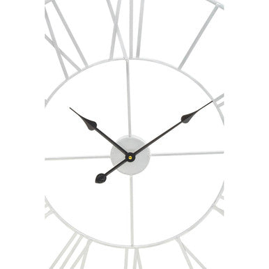 Genova 80cm Silver Metal Roman Numeral Wall Clock