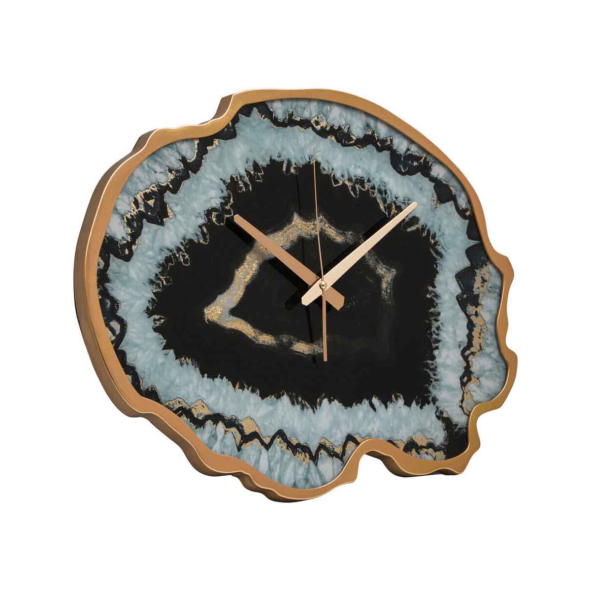 Celina Black And Gold Agate Effect Wall Clock