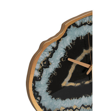 Celina Black And Gold Agate Effect Wall Clock