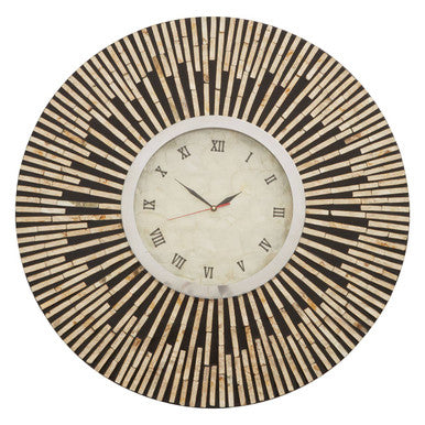 Palu Black and Natural Shell Wall Clock
