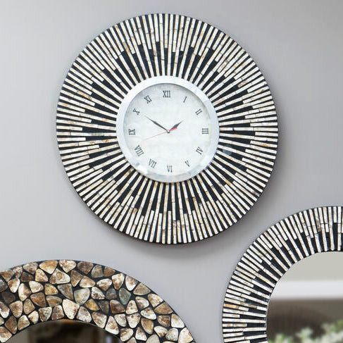 Palu Black and Natural Shell Wall Clock - Image 2