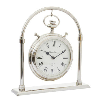 Hampstead Large Silver And Antique Brass Mantel Clock