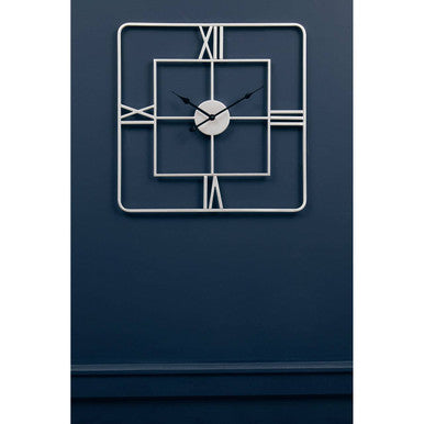 Kent Large Silver Finish Square Wall Clock