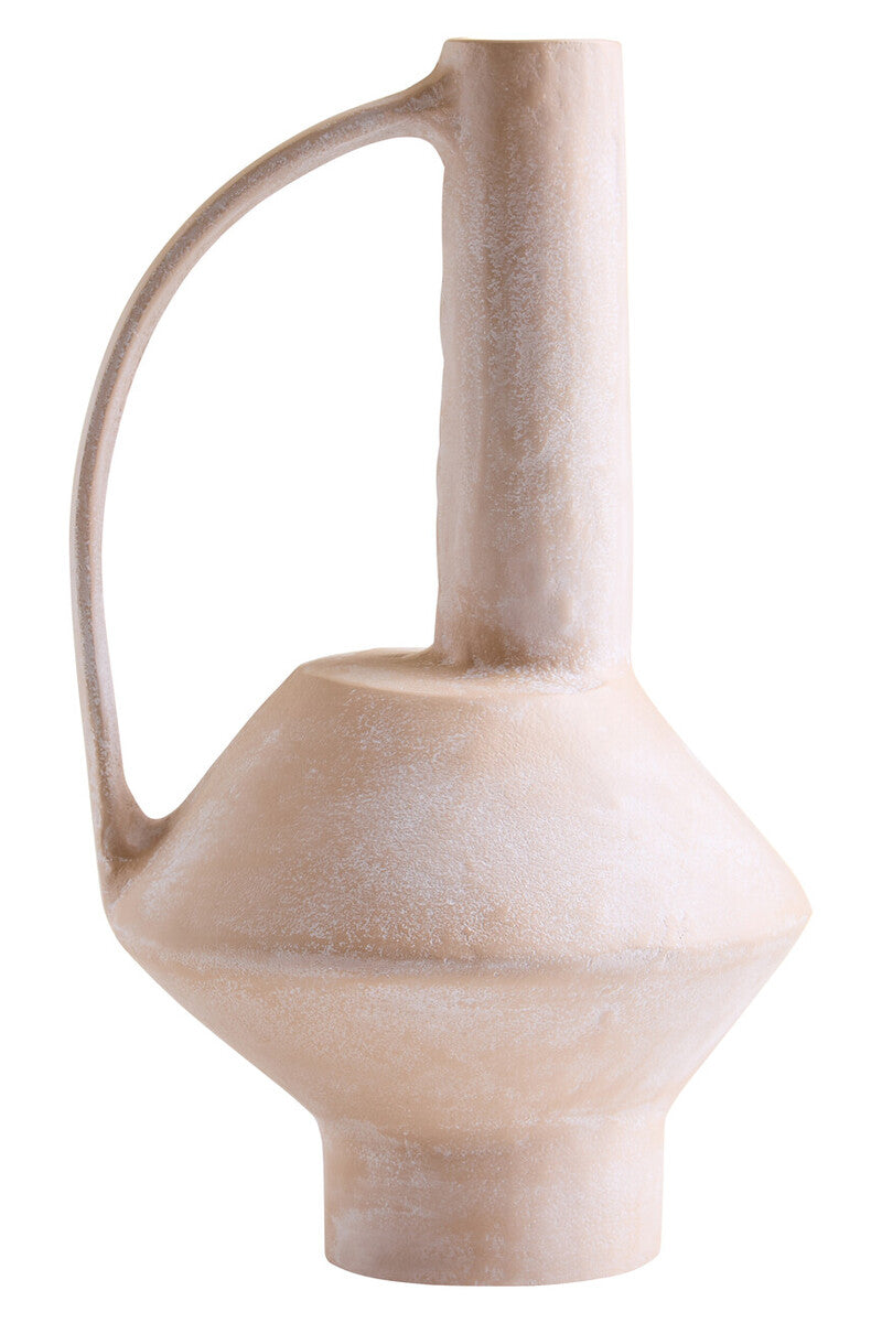 Densita Large Textured Beige Whitewash Vase - Image 1