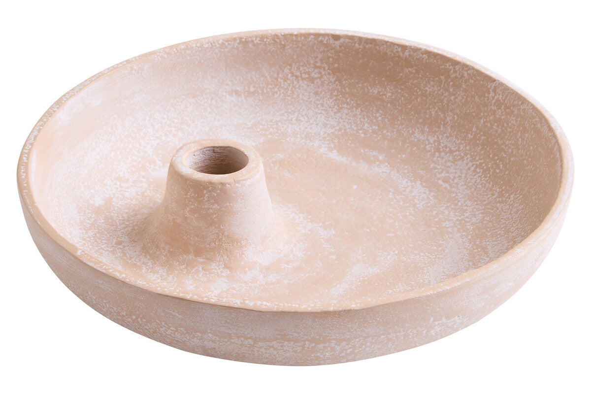 Densita Textured Beige Whitewash Candle Holder - Image 2