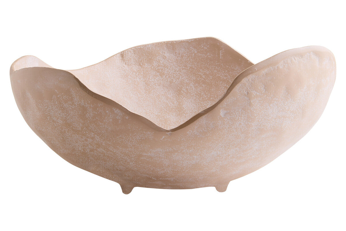 Densita Large Textured Beige Whitewash Bowl - Image 1