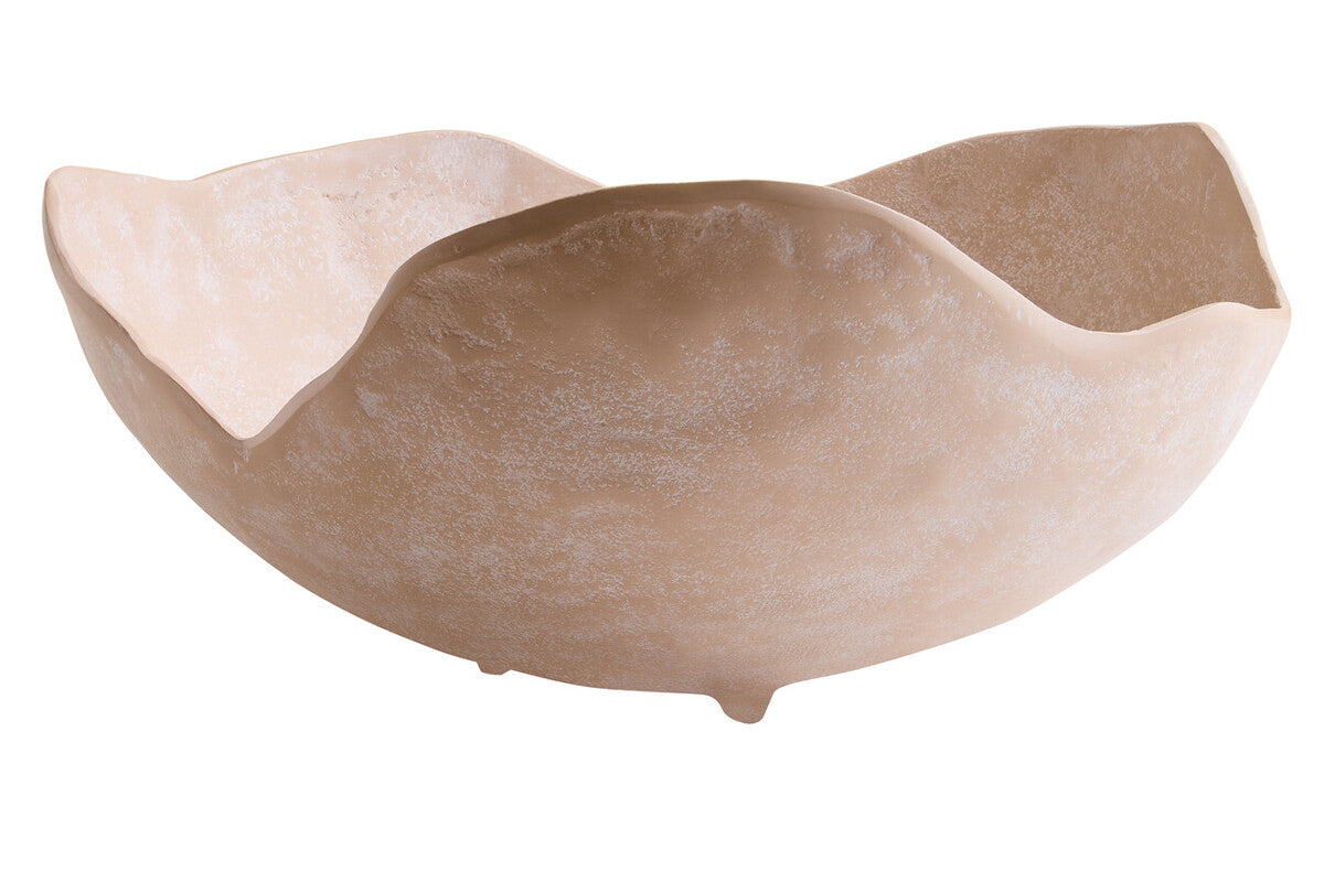 Densita Large Textured Beige Whitewash Bowl - Image 2