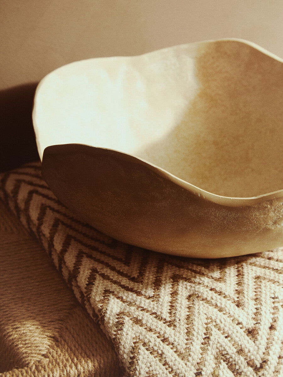 Densita Large Textured Beige Whitewash Bowl