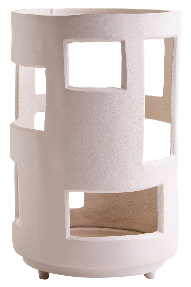 Prato Small Textured Cream Candle Holder