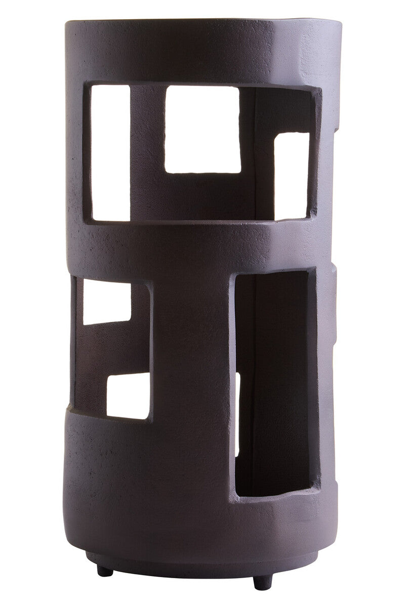 Prato Large Textured Brown Candle Holder