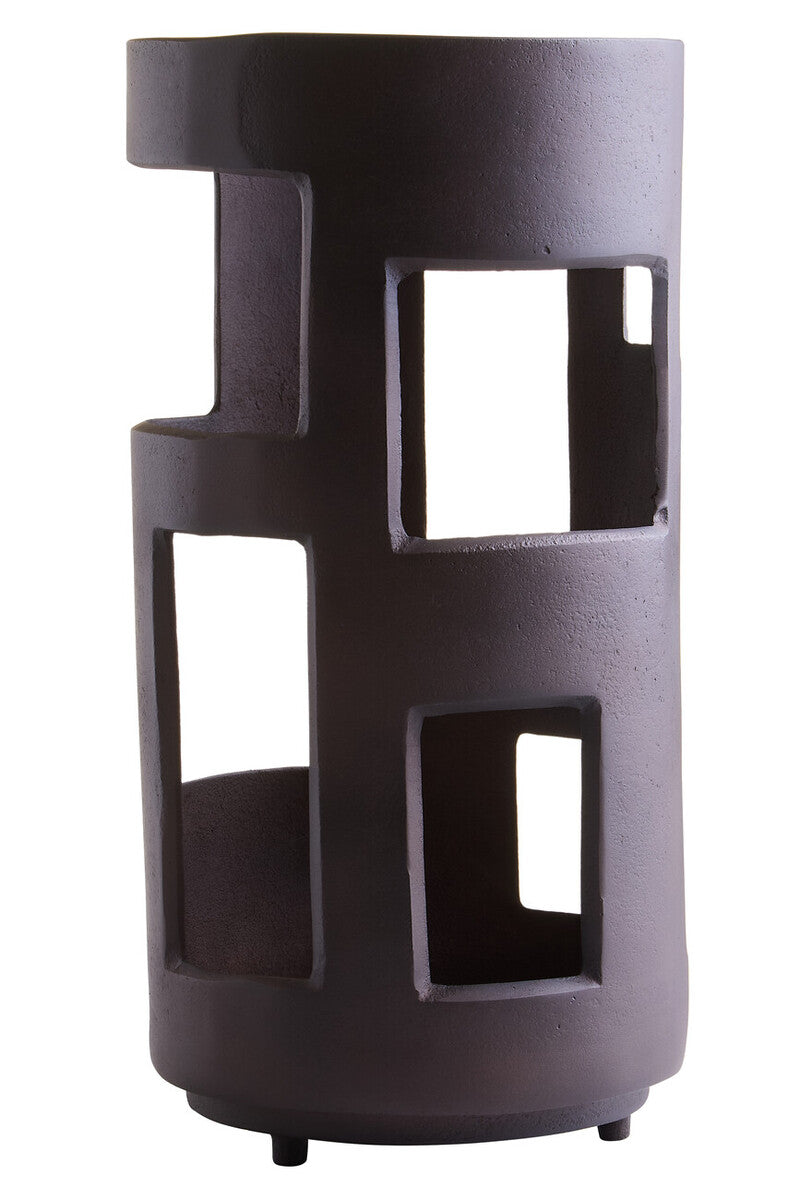 Prato Large Textured Brown Candle Holder