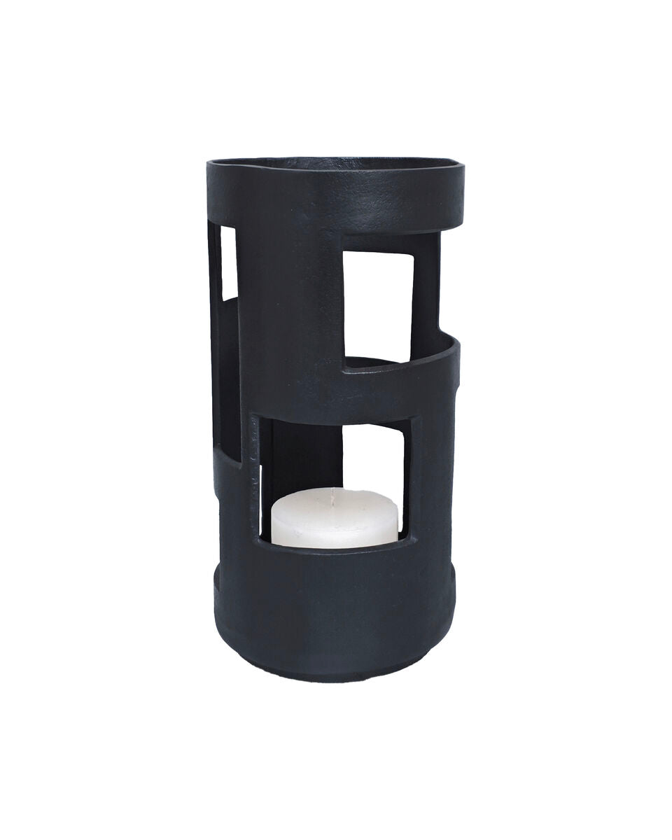 Prato Large Textured Black Candle Holder - Image 1