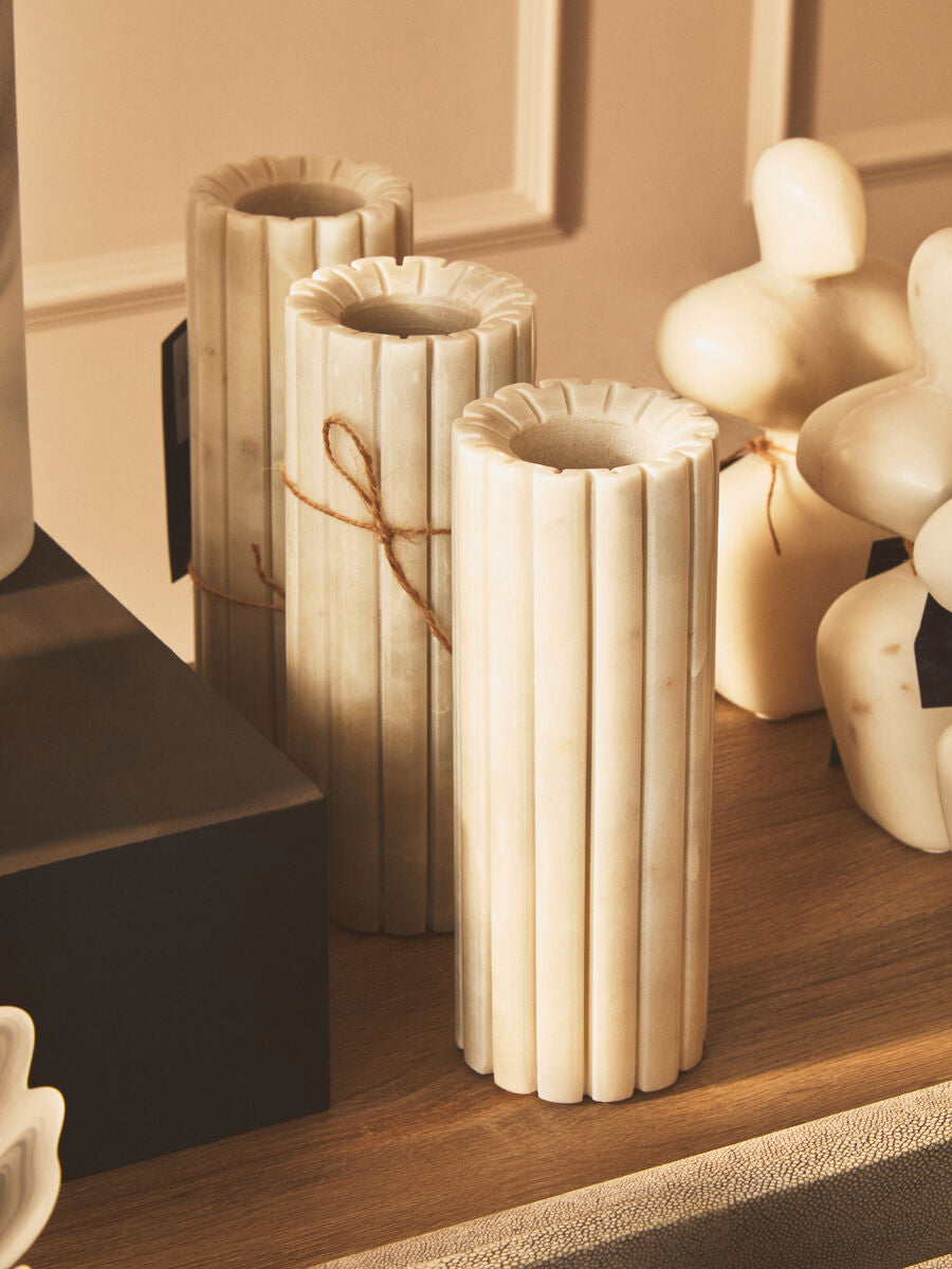 White Fluted Marble Vase | Savio