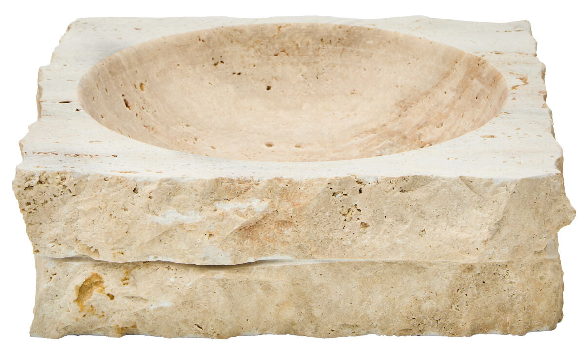 Tibor Travertine Rough Edge Square Bowl