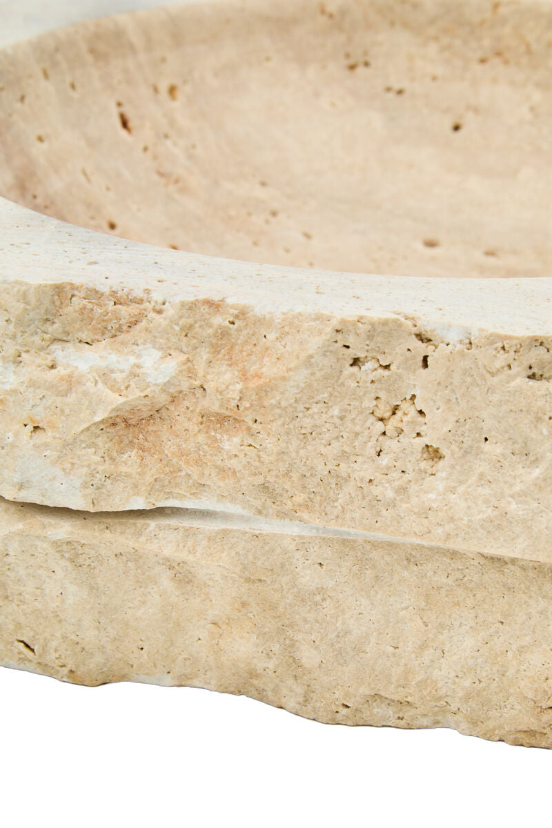 Tibor Travertine Rough Edge Square Bowl