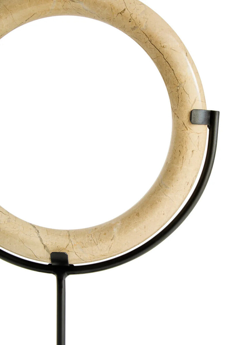 Cream Marble Ring Sculpture on Metal Stand | Zoro