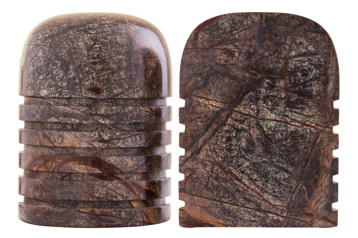 Santino Set of Two Chocolate Marble Bookends