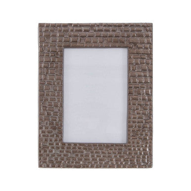 Textured brown picture frame on a white background