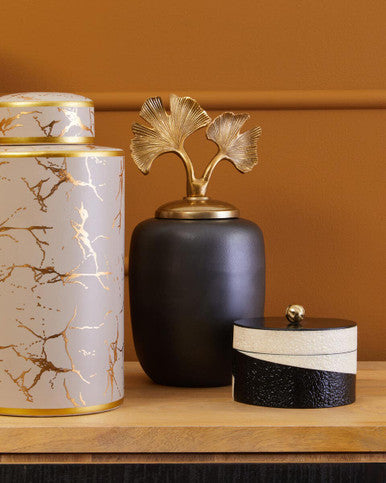 Ezra Small Black And White Trinket Box