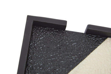 Ezra Set Of Four Black And White Coasters With Holder