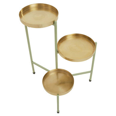 Sabia Green And Gold Three Tiered Plant Stand
