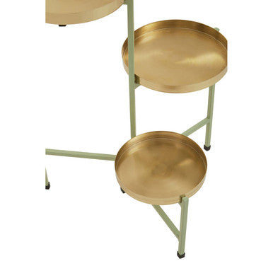 Sabia Green And Gold Three Tiered Plant Stand