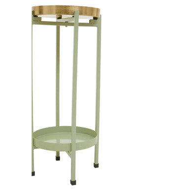 Sabia Green And Gold Two Tiered Plant Stand