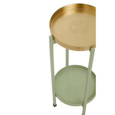 Sabia Green And Gold Two Tiered Plant Stand - Image 9