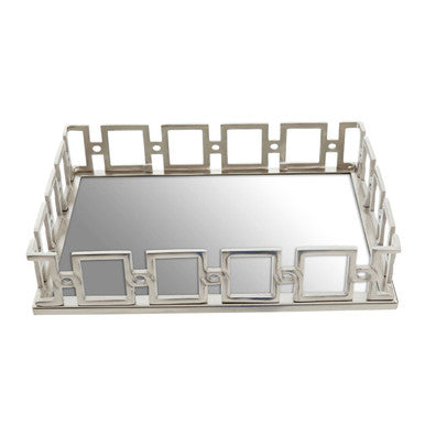Rhoda Rectangle Nickle Finish Mirror Tray