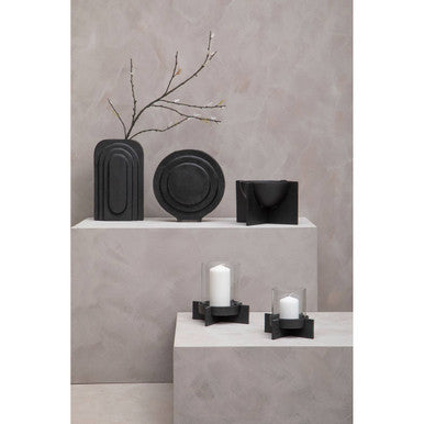 Hapax Large Matt Black Finish Candle Holder