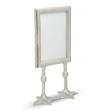 Decorative stand with a rectangular sign on a white background