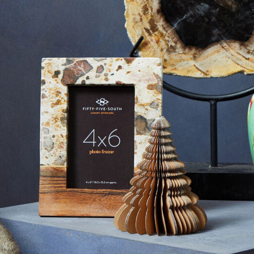 Olena Marble and Acacia 5In X 7In Large Photo Frame - Image 2