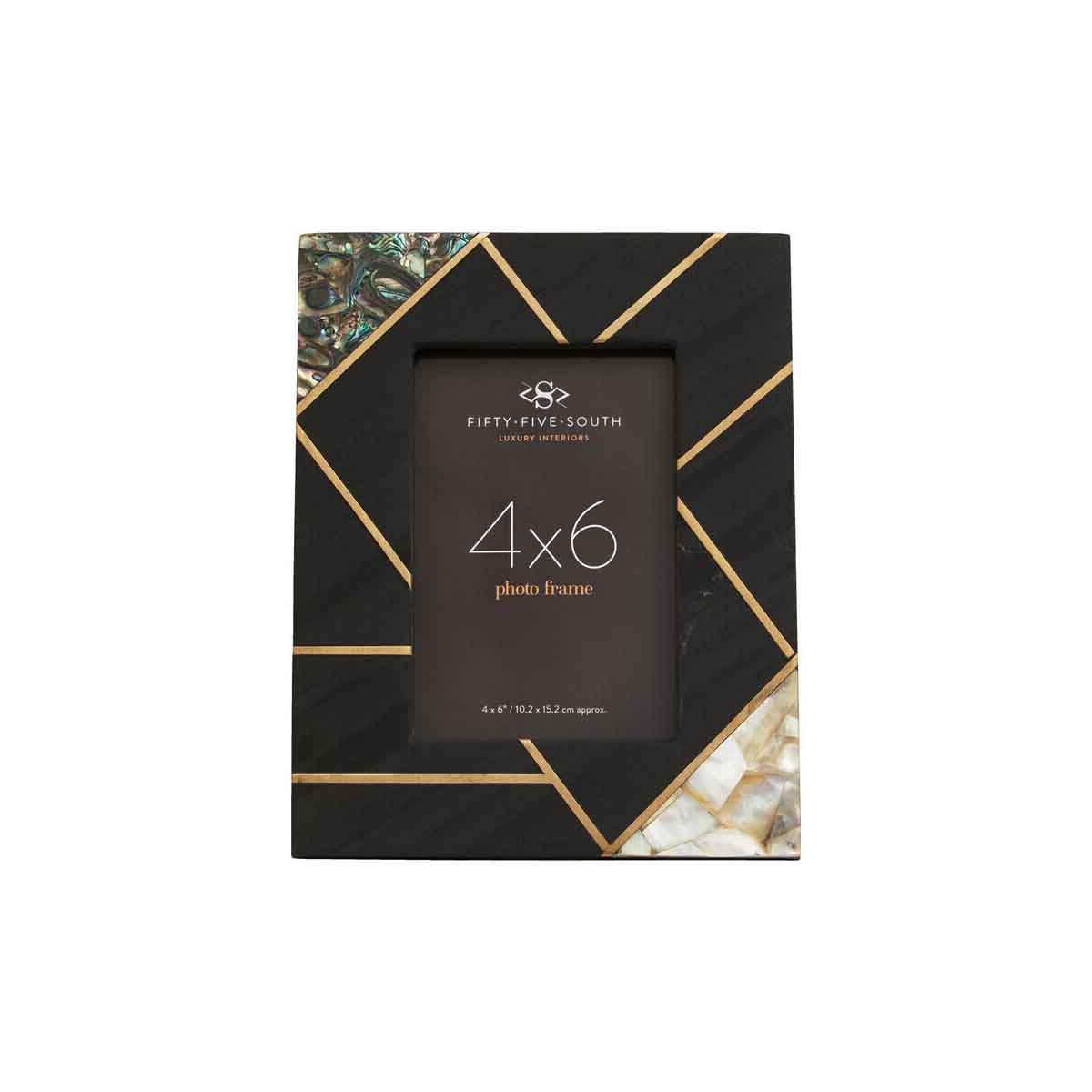 Oriana 4In X 6In Mother of Pearl and Gold Inlay Small Photo Frame