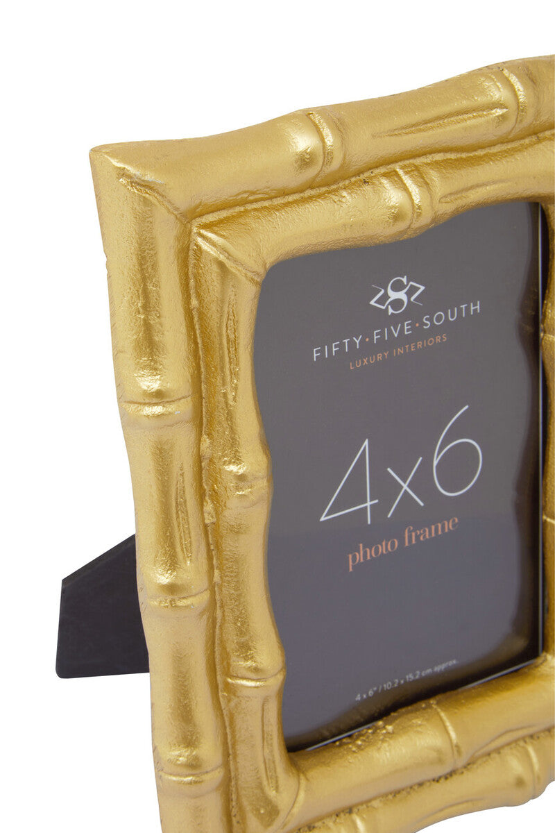 Hiba Gold Finish Bamboo Effect Photo Frame 4x6in