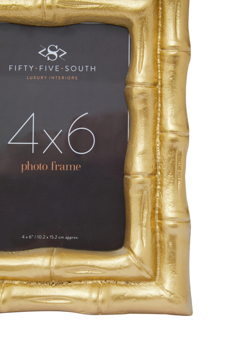 Hiba Gold Finish Bamboo Effect Photo Frame 4x6in