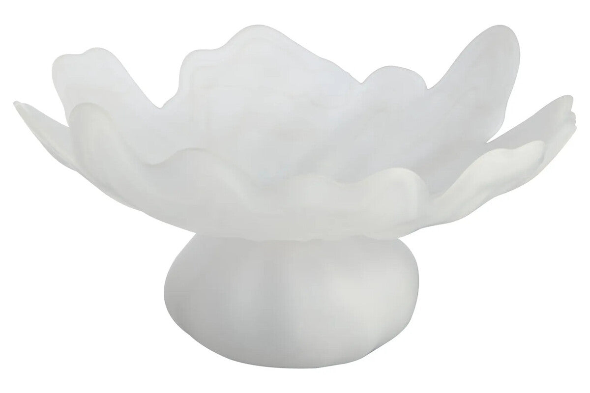 Galene Fluted White Glass Pedestal Bowl